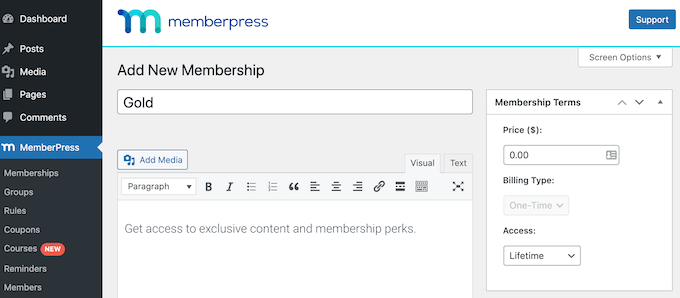 Creating multiple membership levels in WordPress
