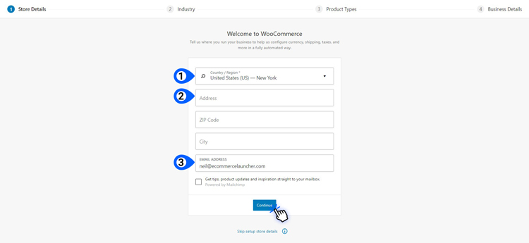 configure store details in woocommerce setup wizard